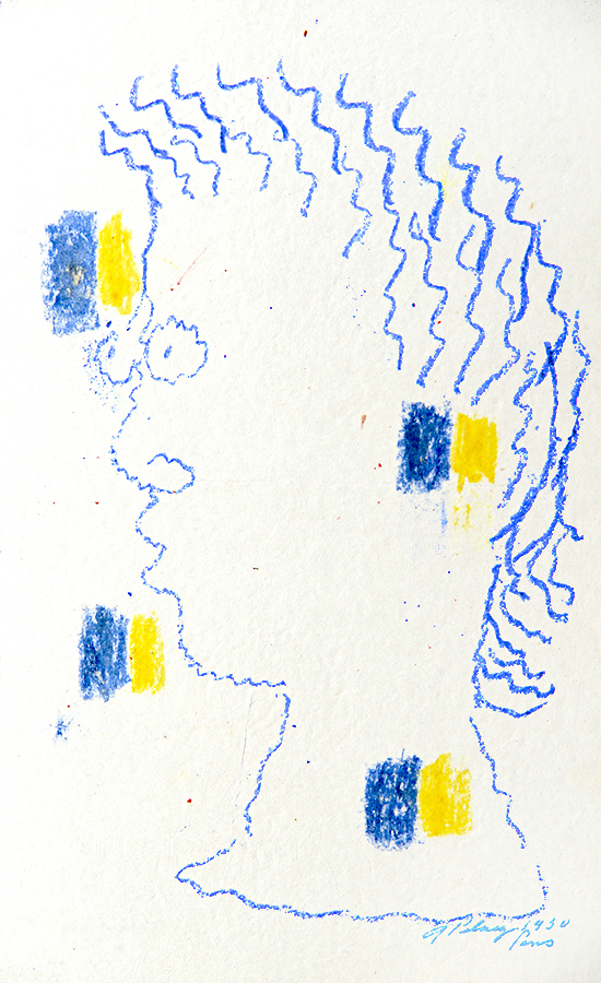 Visage in Blue and Yellow<br>
<i>(Rostro en Azul y Amarillo)</i> by Amelia Pelez
