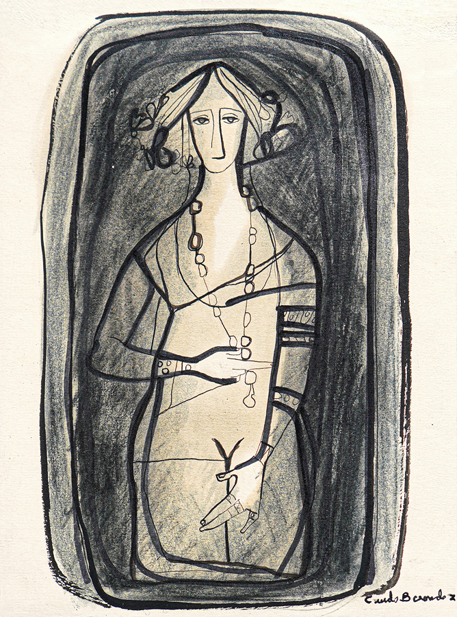 Lady in Gray Background  <br>
<i>(Dama en Fondo Gris)</i>  by Cundo Bermdez