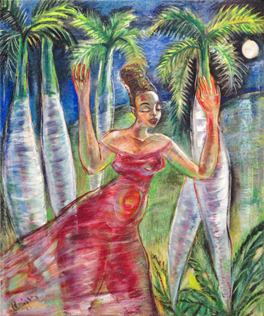 Carlos Enríquez<br> Mulata a la Luz de la Luna</br> (<i>Mulatto Woman Under the Moonlight</i>), 1952 <br> oil on canvas </br> 29 ¼ x 24 inches
<br></br>
This painting was exhibited at Christie’s Latin American Art auction, November 21, 1995, and illustrated in the corresponding catalog, No. 208.
<br></br>
Illustrated in the book by Juan Martínez, Carlos Enríquez: The Painter of Cuban Ballads, 2010, page 222.