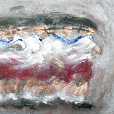 Dayron González<br> Contra la Corriente</br> (<i>Countercurrent</i>), 2012<br> mixed media on canvas</br> 60 ⅝ x 60 ⅝ inches