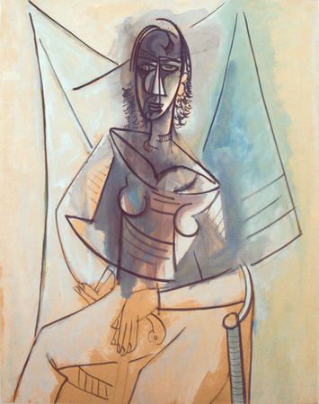 Wifredo Lam <br> Mujer Sentada</br> (<i>Seated Woman </i>), 1944<br> oil on paper laid down on board</br>
42 x 33 ¼ inches
<br></br>
This artwork is illustrated in Important Cuban Artworks, Volume Six, Page 116
<br></br>
Illustrated in Wifredo Lam: Catalogue Raisonné of the Painted Word, Volume I, 1923-1960, Acatos, 1996, page 344, no. 44.17.
<br></br>
This artwork is illustrated on the cover of Guillermina Ramos Cruz, Lam y Mendive: Arte Afrocubano, 2009, Linkgua
<br></br>
This painting is accompanied by a photo-certificate of authenticity signed by Lou Laurin Lam.