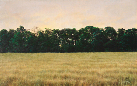 Tomás Sánchez<br>Atardecer Dorado</br>(<i>Golden Sunset</i>), 1986<br>acrylic on canvas</br>29 3/4 x 43 inches<br></br>This painting is illustrated in the book <i>Tomás Sánchez</i> by Gabriel García Márquez and Edward Sullivan, SKIRA Editore, Milan, Italy, 2003, page 104.