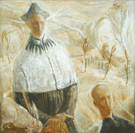 Fidelio Ponce de León<br> San Ignacio de Loyola,</br> (<i>Saint Ignatius of Loyola</i>), ca. 1940<br> oil on canvas</br> 35 x 35 inches