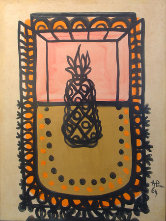 AMELIA PELEZ<br>
Pineapple<br>
(<i>Pia</i>), 1964<br>
mixed media on cardboard<br>
30 x 22 1/2 inches
